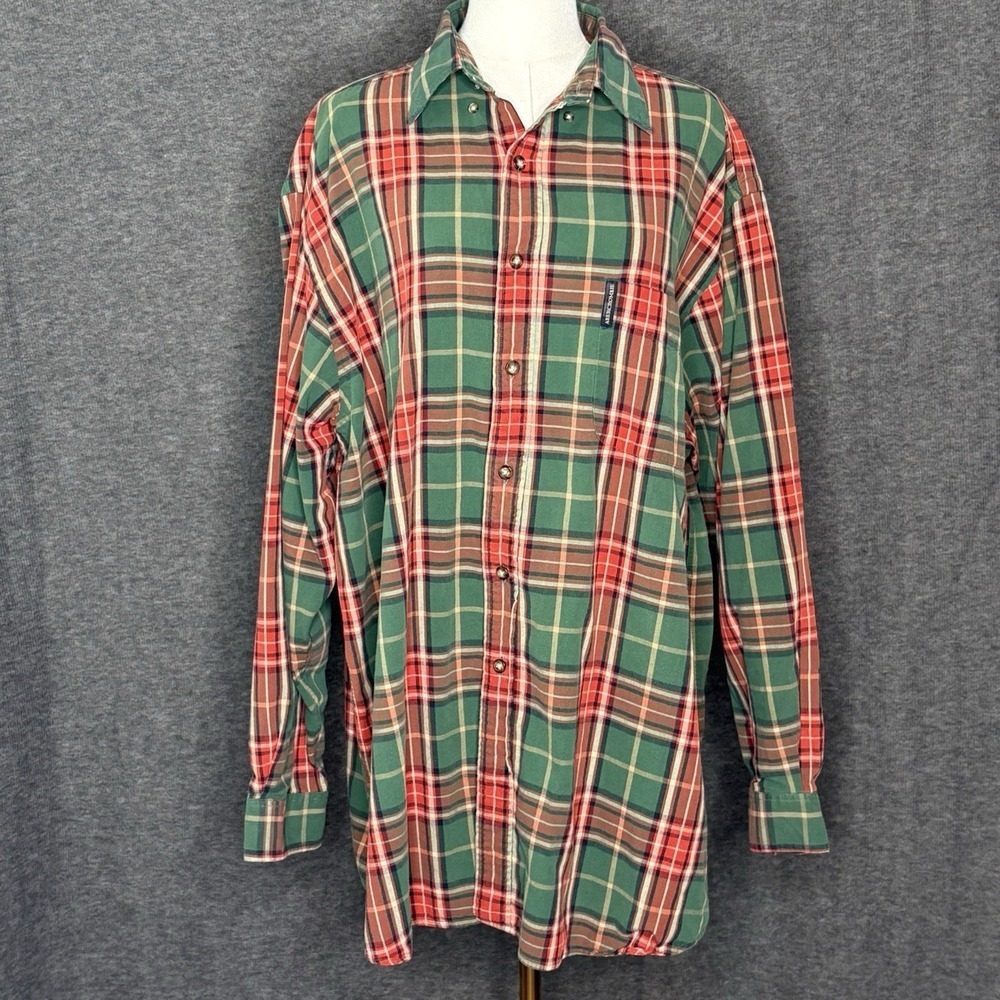 VTG Abercrombie & Fitch Plaid Button Down Green Long Sleeve Shirt Mens Size L